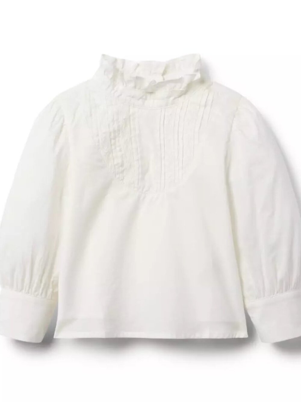 Janie and Jack Pintuck Ruffle Collar Top in Jet Ivory Size 10